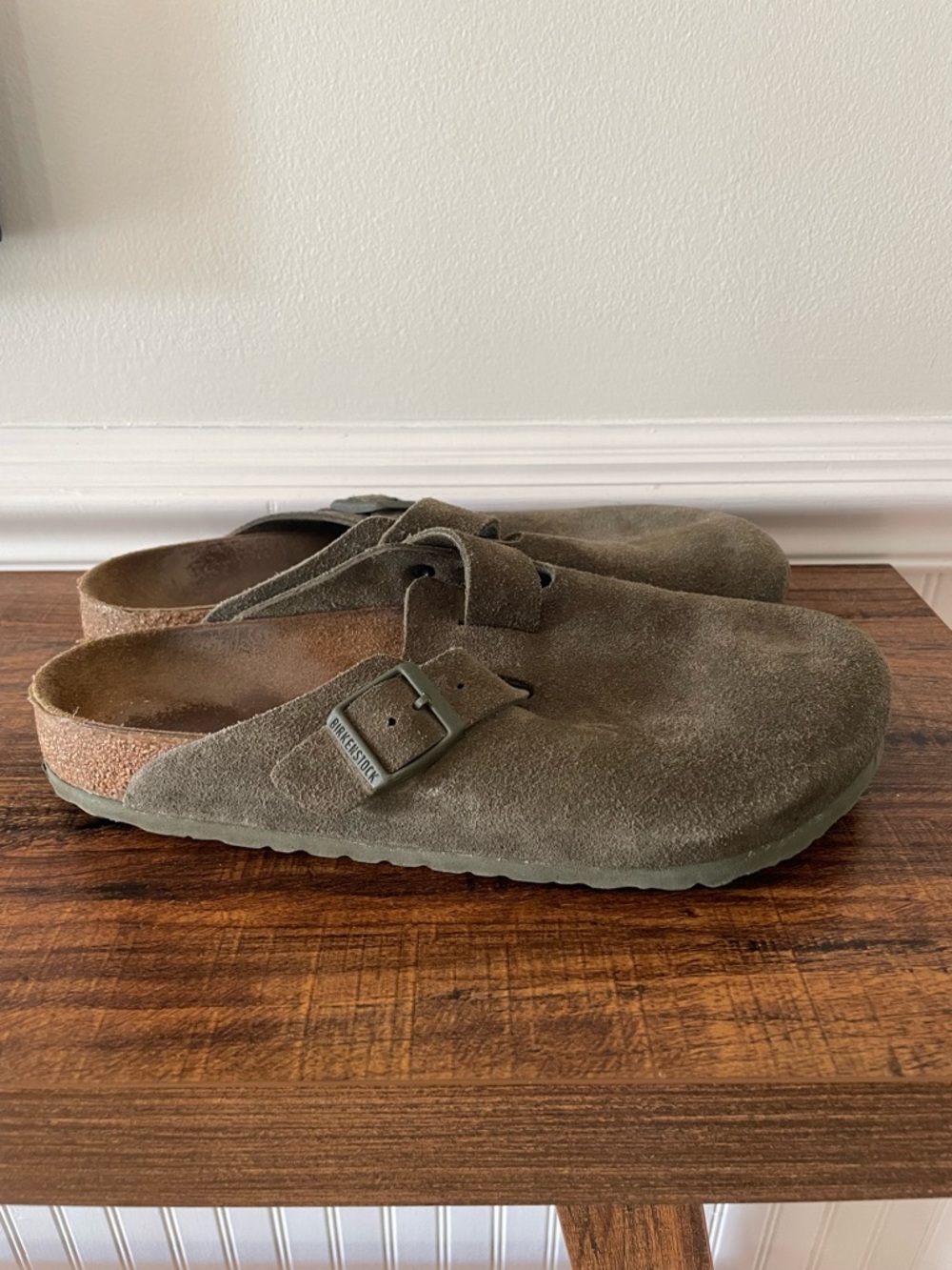 Birkenstock Women’s Suede Slip-On Clog in Olive